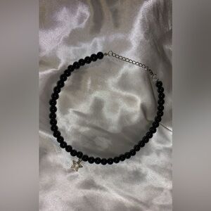 Black beaded star necklace with silver chain #goth #y2k